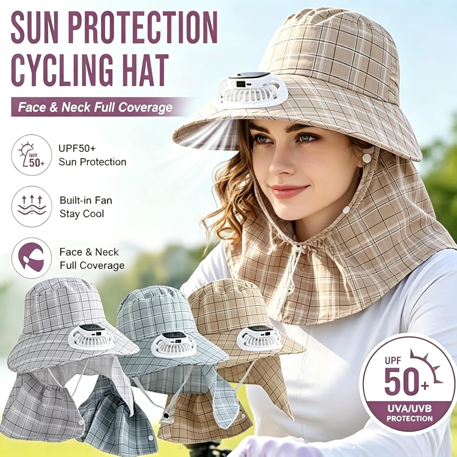 Visor Sun Hat - 1PC Sombrero con Ventilador de Energía