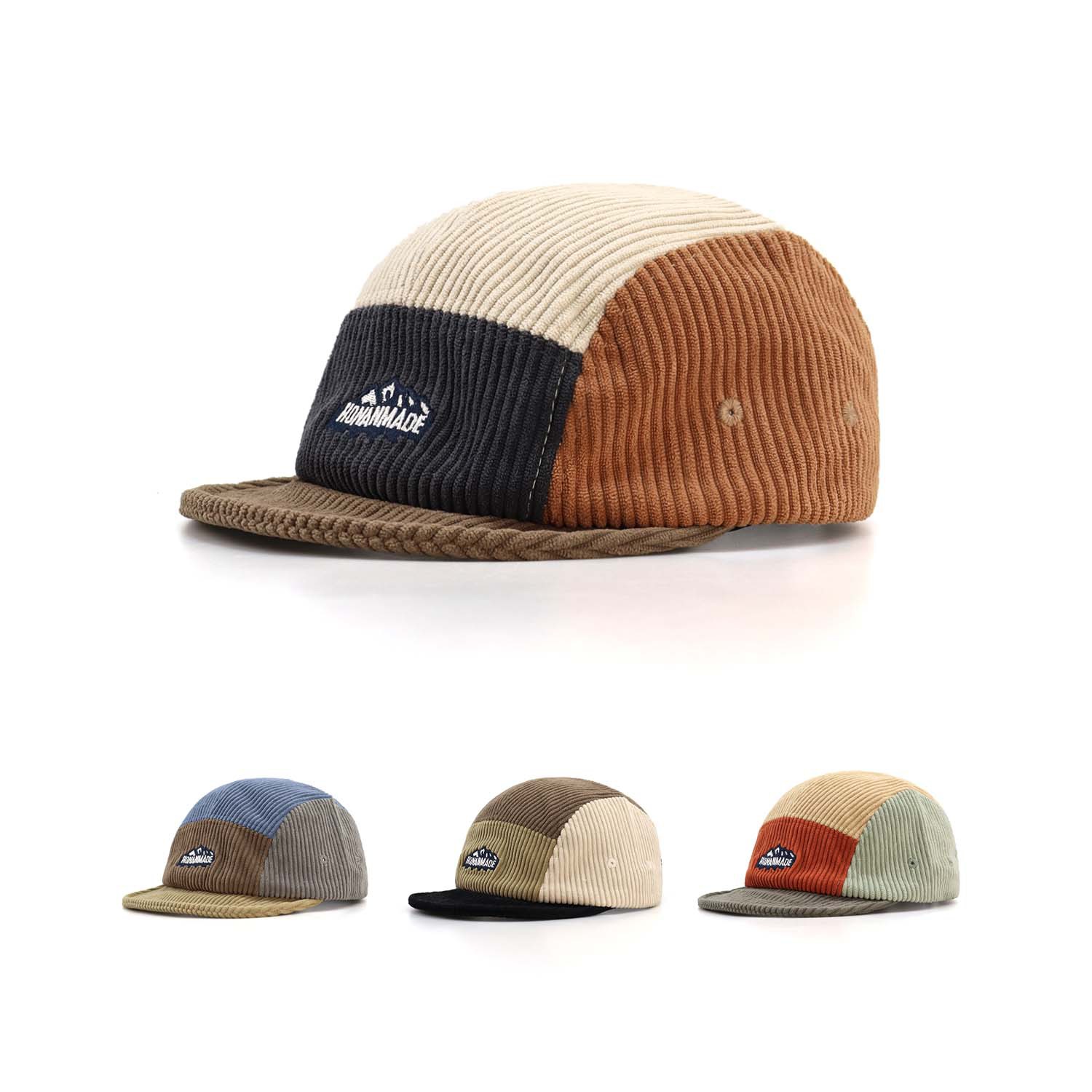 Corduroy Cap 5 Panel - Gorra de béisbol de ala corta