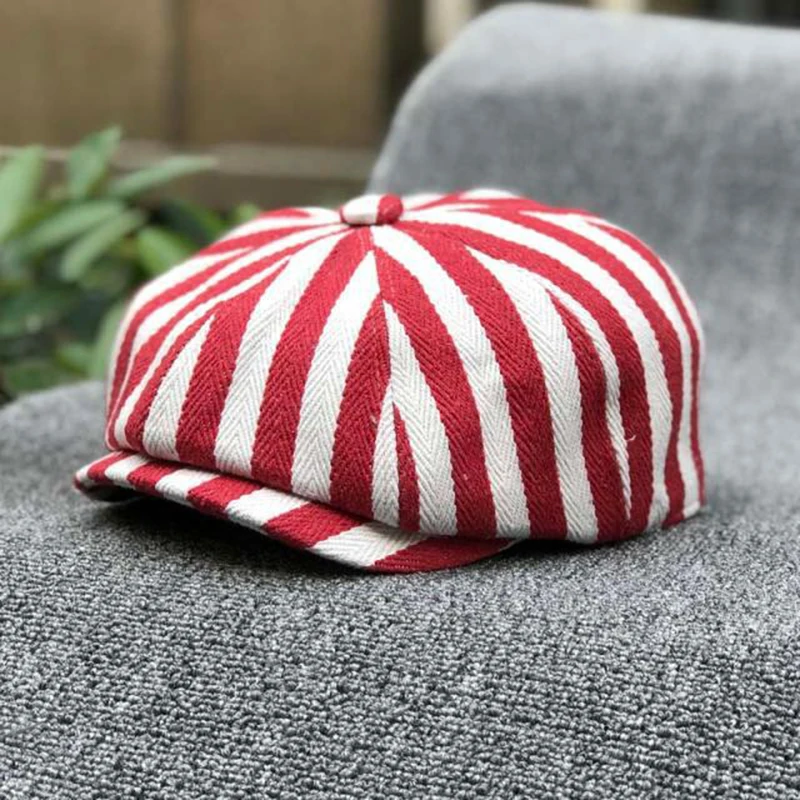 Dad Hat Cotton - Gorra Newsboy de Algodón a Rayas,