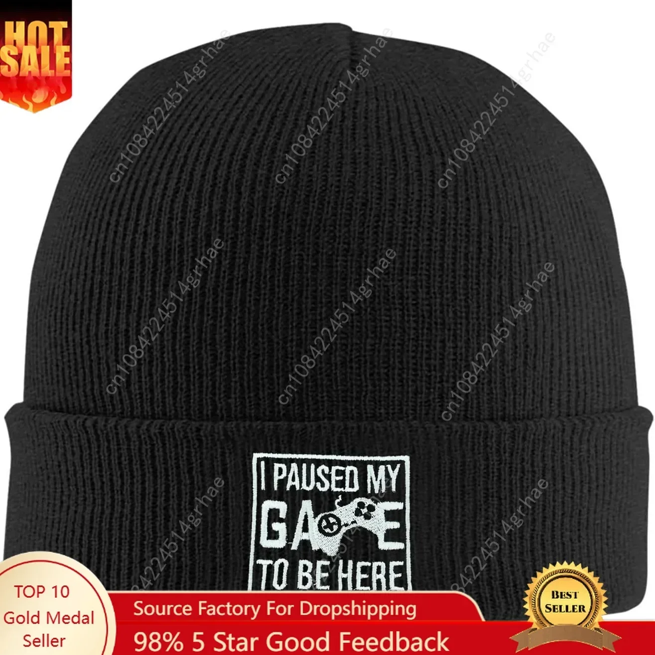 Gorro de Punto con Bordado de  - Beanie Cuffed Knit reseña y precio