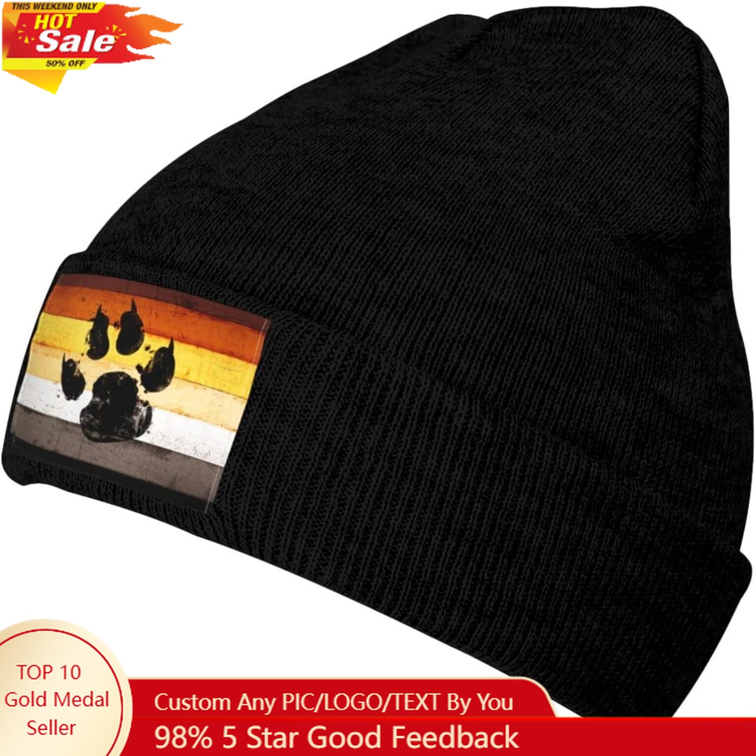 Gorro de punto con pata de oso - Beanie Cuffed Knit reseña y precio